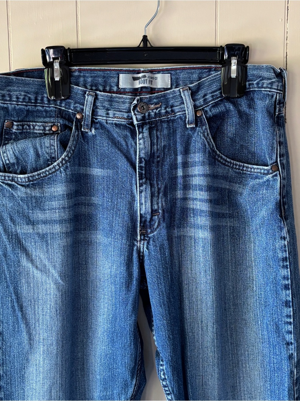Wrangler Men's Medium Blue Bootcut Jeans Vintage Distressed